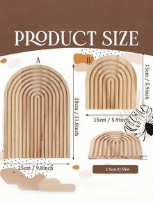 لوح تقطيع خشبي زخرفي بشكل قوس ، لوح تقديم خشبي بطراز بوهيمي، صينية خدمة زخرفية مناسبة لديكور مطبخ المنزل - بني - مشاهدة 5