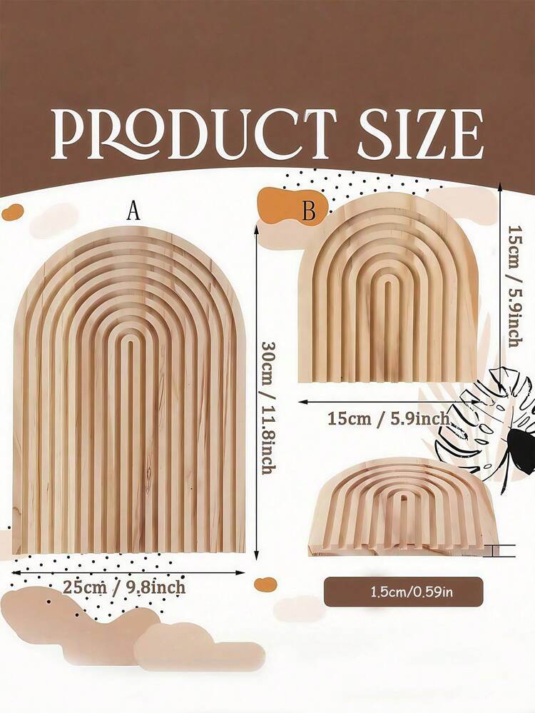 装饰性木质切菜板彩虹形木质餐盘波西米亚切菜板装饰性服务托盘适用于家庭厨房装饰 - 棕色 - 查看 5