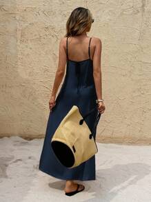 SHEIN Frenchy Women Solid Color Casual Vacation Summer Maxi Cami Dress