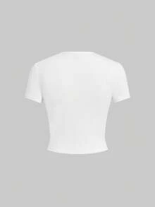 SHEIN EZwear 5件套基本款纯色修身短袖T恤 - 酒紅色 - 查看 6