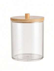 1 pièce Boîte de rangement transparente pour cotons-tiges avec couvercle en bambou, boîte de distribution de tampons de maquillage anti-poussière, bocal en plastique transparent pour rangement de cotons-tiges, cosmétiques, organisateur de salle de bain, fournitures de rangement et d'organisation pour la maison, cadeau de fête, cadeau de Noël - Multicolore - Voir 13