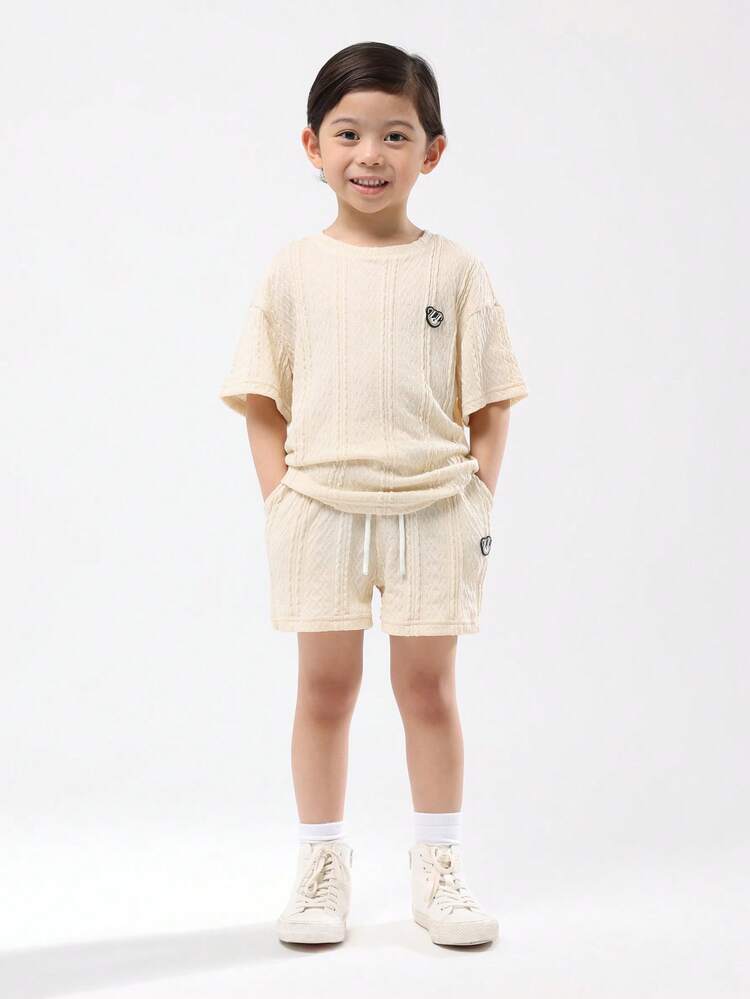 Textured T-Shirt And Shorts Set