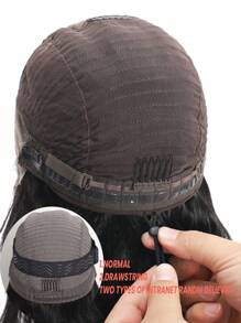 ALL READY WIG 鲍勃假发真人发 13x4 前蕾丝假发 14 英寸波浪卷发 180% 密度前蕾丝假发真人发预拔无胶鲍勃假发女士真人发假发（14 英寸，自然黑） - S1B - 查看 6