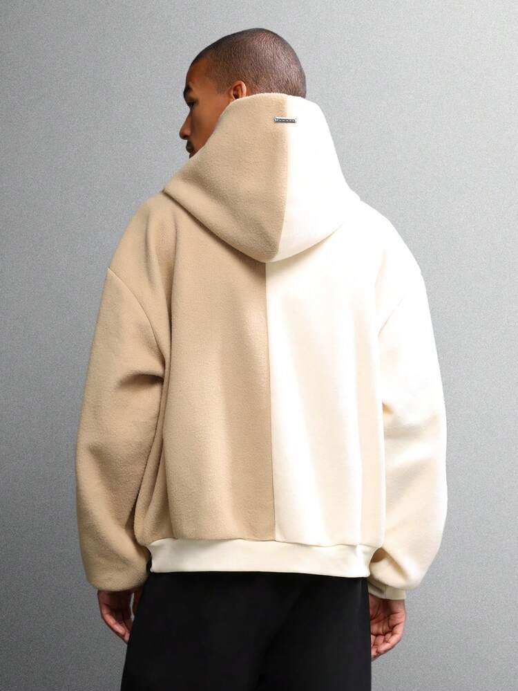 Color Block Hoodie With Split Centre Pocket