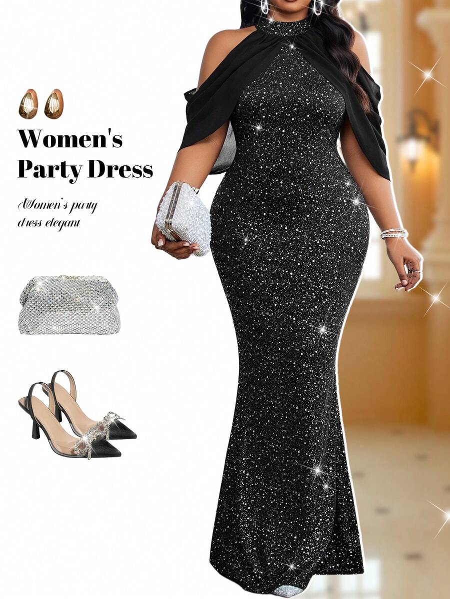 Fleurora 大码连衣裙 女士秋季服装 秋冬优雅派对闪亮连衣裙 波尔卡圆点蝴蝶袖紧身连衣裙 金色连衣裙 女士万圣节服装 圣诞节女士服装 沙特国庆节 沙特国庆节服装 长款派对礼服 优雅派对礼服 女士婚礼宾客礼服 晚礼服 别致婚礼晚会礼服 女士优雅礼服 别致晚礼服 别致礼服 闪亮礼服