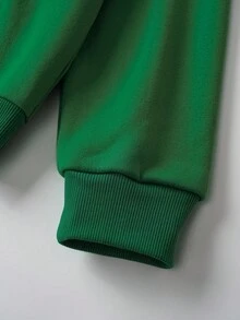 TEENAGE MUTANT NINJA TURTLES | SHEIN Men's Casual Everyday Street Cartoon Grid & Letter Print Dropped Shoulder Loose Fleece Pullover Sweatshirt, Autumn/Winter - Green - View 5