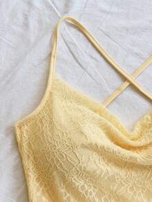 Soleia Gaun Liburan Wanita Model Baru dengan Hem Asimetris dan Leher Berlipat yang Dapat Diatur, Anggun dan Mempesona - Kuning muda - View 5