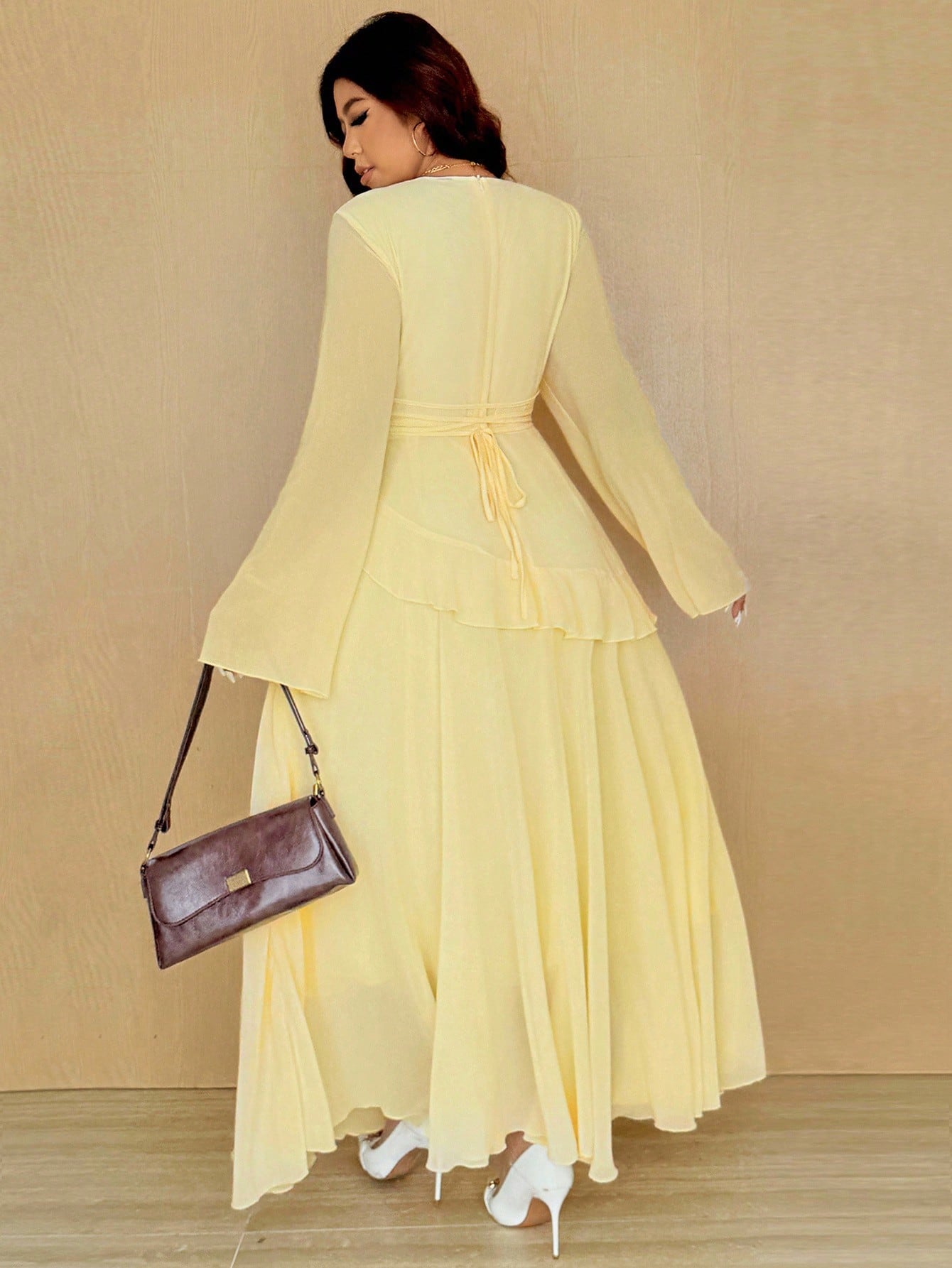 Vionelle فستان نسائي أنيق ذو لون أحادي للمقاسات ال...