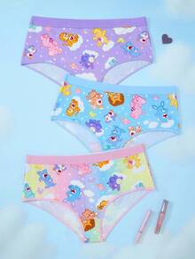 SHEIN X Care Bears 大码女式卡通熊图案时尚内裤 - 彩色 - 查看 1