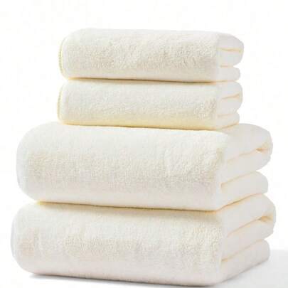 SHEIN Basic living 珊瑚色纯色柔软吸水速干毛巾，适合家用，情侣款可用于擦头、擦手、洗脸和沐浴。家居浴室装饰，返校季，美容院/家庭浴室必备。