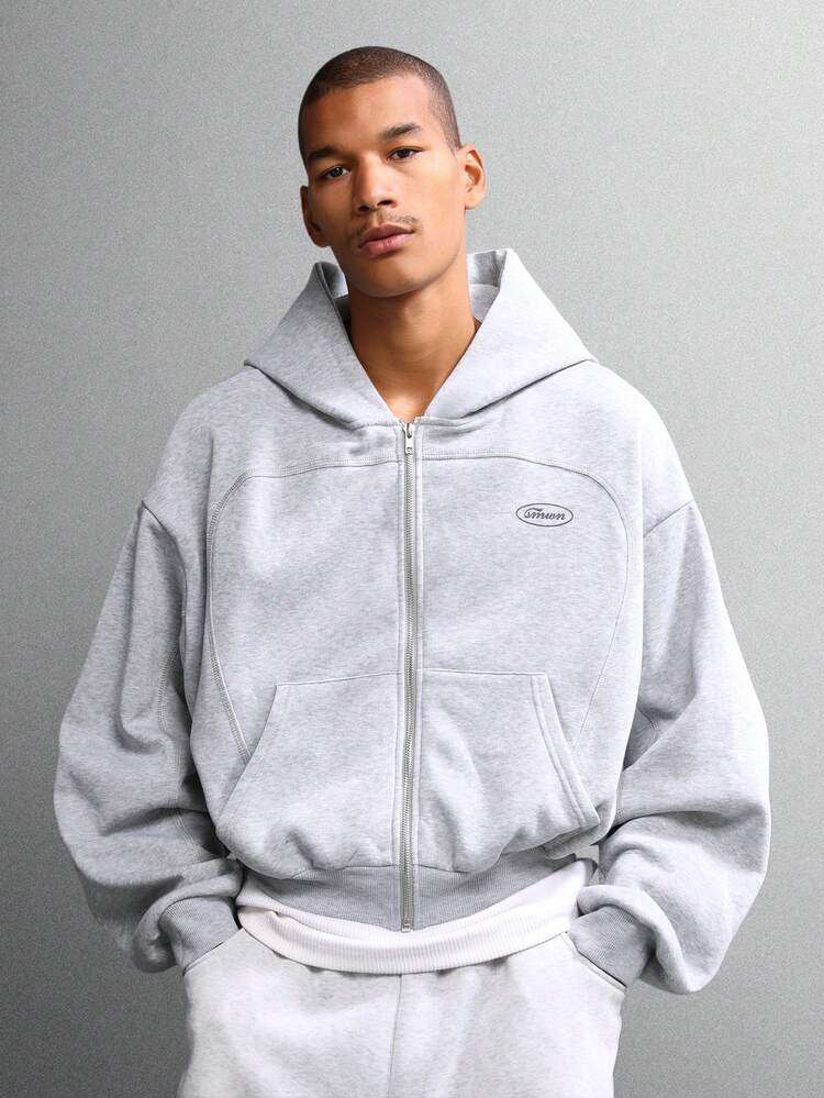 Felpa con cappuccio Essential Cropped Full Zip con tasca centrale