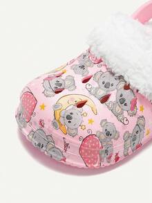 Cozy Pixies 1 Pair Girls Comfortable Fashion Casual Lightweight Cute Printed Anti-Slip Warm Thermal Lined Breathable Slip-On House Slippers, Pink - Pink - View 5