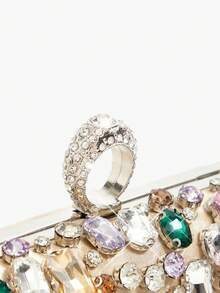 SHEIN Belle 优雅水晶装饰晚装手拿包 - 杏色 - 查看 7