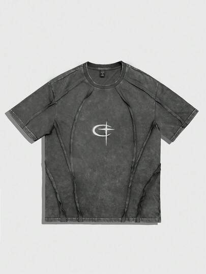 ROMWE Avant Herren Sommer Mond Muster Rundhals Kurzarm Lässig T-Shirt