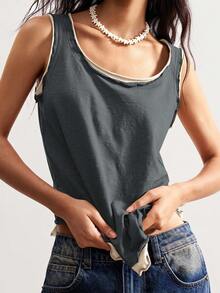 Bohemela Women's Casual Knit Patchwork Sleeveless Vest