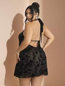 SHEIN BAE 大码女式休闲优雅花卉豹纹露背连衣裙、网眼迷你紧身连衣裙、度假海滩派对连衣裙、迷你连衣裙，适合音乐节、海滩派对、母亲节、美国独立日、女士夏季服装、女士毕业礼服、女士夏季服装、女士太阳裙