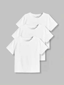 SHEIN 男婴休闲简约短袖圆领上衣，适合夏季