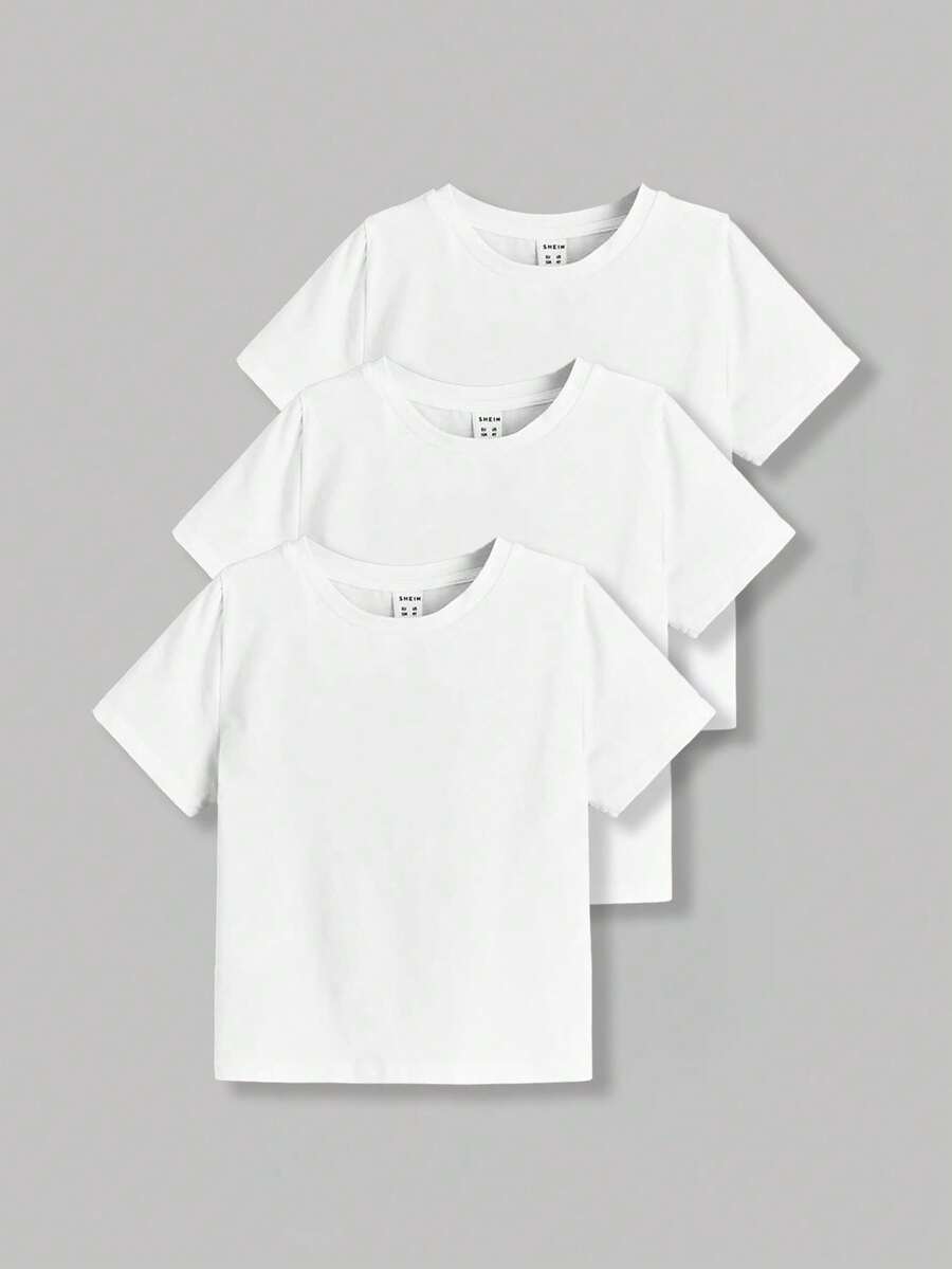 SHEIN 男婴休闲简约短袖圆领上衣，适合夏季