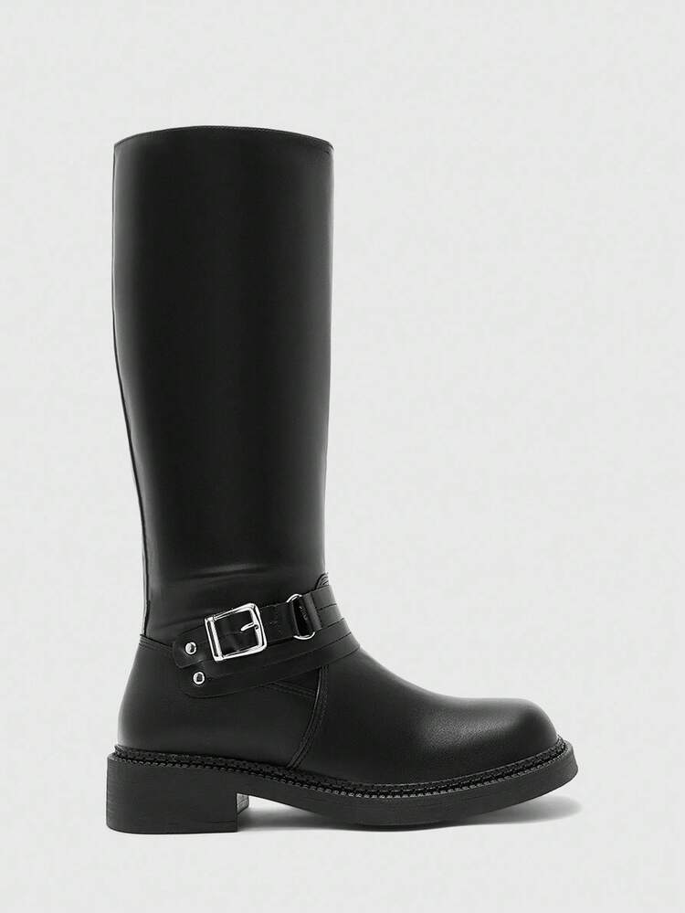 CUCCOO BIZCHIC Women's Fashionable Grey Thick Sole Over-The-Knee Boots