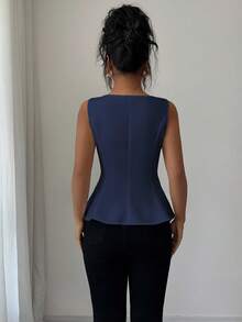 Elenzga Damen elegante ärmellose Bluse mit Quadratausschnitt, geeignet für Büro, Pendeln, Nachmittagstee, Party, Urlaub, Freizeitbekleidung