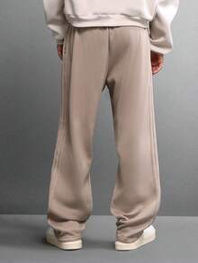 Pantalones rectos clásicos de estar en casa SUMWON con detalle de cinta lateral, cómodos y acogedores, con cordón en la cintura, para uso casual y de ocio en el hogar - Caqui - Ver 2