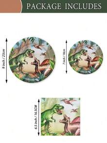 10PCS Dinosaur Theme Party Decor, Dinosaur Birthday Party Supplies Service, Dinosaur Birthday Decorations, Disposable Tableware Including Dinosaur Plates, 7 Inch/9 Inch Plates, Napkins, 9OZ Cups And Tableware Sets