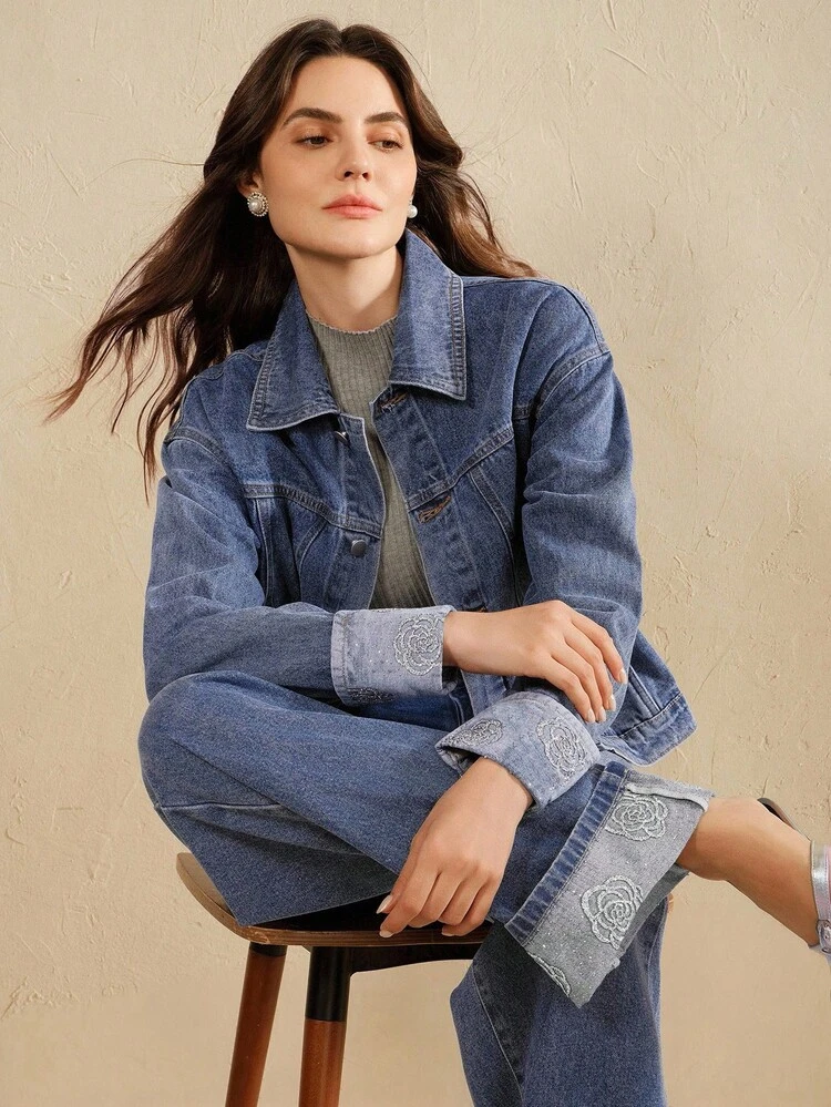 Fashionable Design Women's Blue Denim Jacket