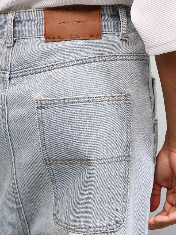 Wide Leg Baggy Denim Jeans With Drop Crotch Design