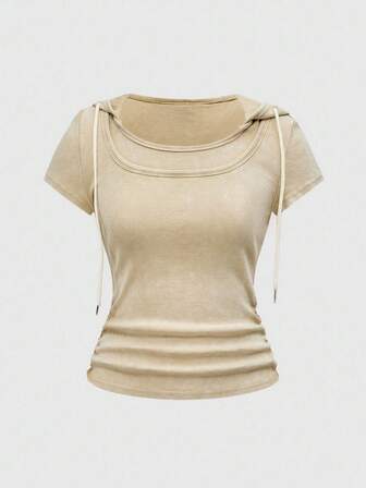 Grunge Punk Felpa con cappuccio aderente da donna in stile Y2K, Shibuya Girl, Millennium, effetto vintage e lavato, stile retrò