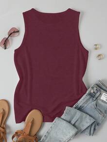 INAWLY 女士心形印花标语背心 大胆、聪明、善良、体贴、值得、美丽、勇敢、做你自己 - 酒紅色 - 查看 2