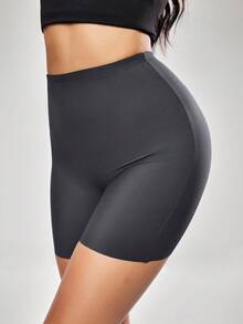 SHEIN Women's Comfortable Seamless High Waist Tummy Control Shorts - Dark Grey - View 3