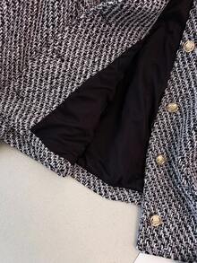 Regalyn Plus Size Women's Fashionable Commuter Daily Versatile High-End Gray Tweed Short Jacket, Elegant Style, Autumn/Winter Fall