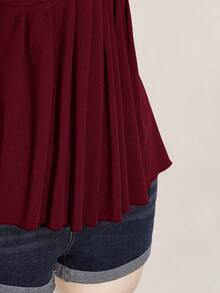 CurvyTilda Plus Size Women's Wine Twist Front Sleeveless Babydoll Knit Top, Y2K Style, Suitable For Graduation/Back To School Season, Summer Cute Tops