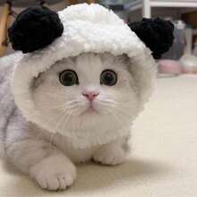 1pc Cute Pet Cat/Dog Ear Hat, Funny Bear Headdress/Headgear, Adjustable Soft Small Pet Headwear For Cat Puppy Dog, Panda Ear Hat, Pet Warm Headwear For Winter - Multicolor - View 8