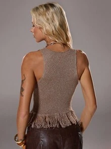 TRNVIE Fashionable Casual Western Style Sexy Fringed Vest For Women - Brown - View 2