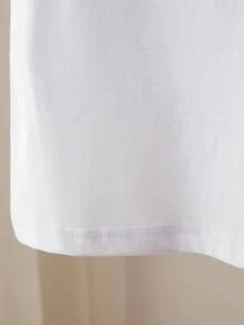 Áo thun nữ thêu khẩu hiệu hoạt hình thường ngày, mùa hè - trắng - Xem 4
