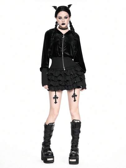 Goth Style gothique de palais d'Halloween, pendentif croix, pantalon citrouille