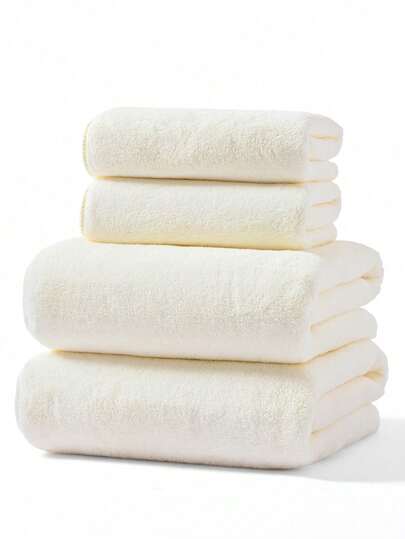 SHEIN Basic living 珊瑚色纯色柔软吸水速干毛巾，适合家用，情侣款可用于擦头、擦手、洗脸和沐浴。家居浴室装饰，返校季，美容院/家庭浴室必备。