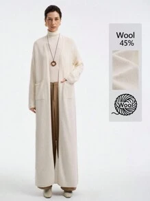 Aalyst Áo khoác len cardigan dài dành cho nữ, Thu/Đông - trắng - Xem 1