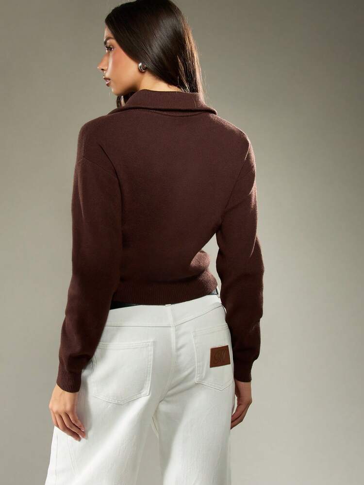 MISSGUIDED Women Knit Zip Through Cardigan Cropped Style High Neck Fall Winter Y2K Fashion Ribbed Hem Casual Streetwear Aesthetic Modern Basic Essential Daily Wear