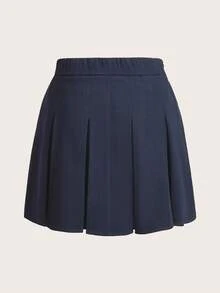 Modelyn Setelan 2 potong Vintage Kontras Warna Denim Efek Lengan Panjang Kancing Depan dan Rok Lipit Kasual untuk Musim Gugur/Dingin - Navy Blue - View 7