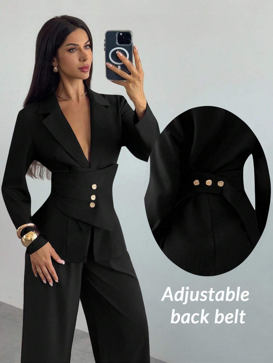 Firerie Áo khoác blazer công sở thanh lịch dành cho nữ - màu đen - Xem 1