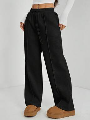SHEIN PETITE Women's Fall Pebble Detail Straight-Leg Sweatpants