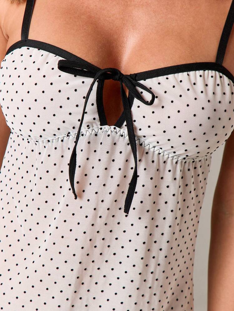 Polka Dot Babydoll Cami With Matching Brief