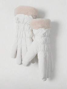 1 件女士冬季手套温暖触屏短信手套带温暖柔软衬里水晶天鹅绒（米白色），米白色 - 多色 - 查看 7