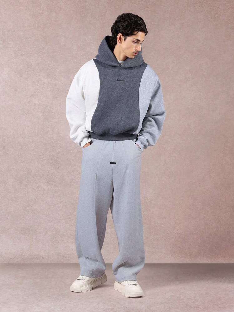 Moletom com capuz em blocos de cores com painéis contrastantes e cordão