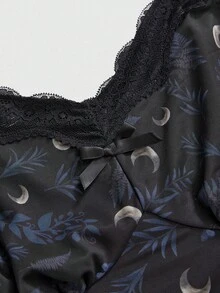 ROMWE Goth Áo hai dây phối ren họa tiết ngôi sao và cây cổ điển tối màu bí ẩn cỡ lớn - màu đen - Xem 3