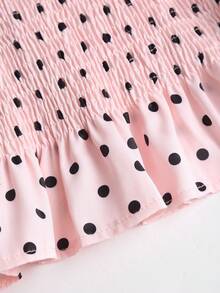 Sweetra Áo không tay chấm bi thắt nơ eo phong cách Pháp thanh lịch dành cho nữ, dáng ôm, thường ngày, đa năng, mặc hàng ngày và đi làm, mùa xuân/hè - Hồng - Xem 5