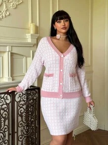 Flirla Fashionable White Round Neck Long Sleeve & Mini Skirt Set, Autumn/Winter Fall Cloth For Women - Multicolor - View 4