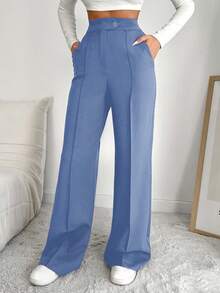 EURMUSE Women's Casual Commuter Slant Pocket Suit Pants - Dusty Blue - View 7